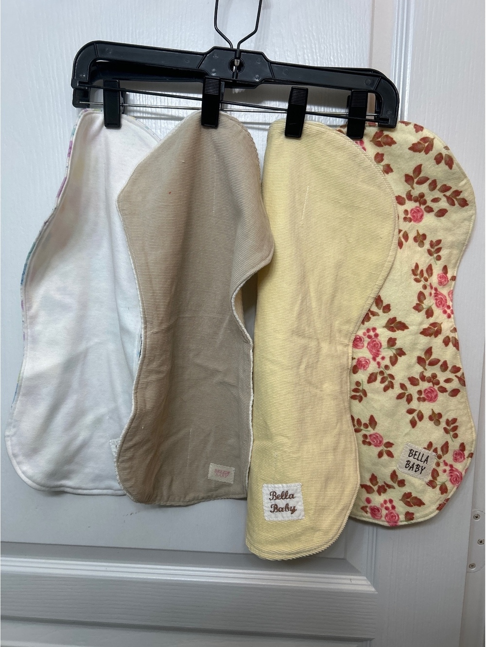 Set of 4 Bella Baby Burp Cloths with Floral and Patterned Designs